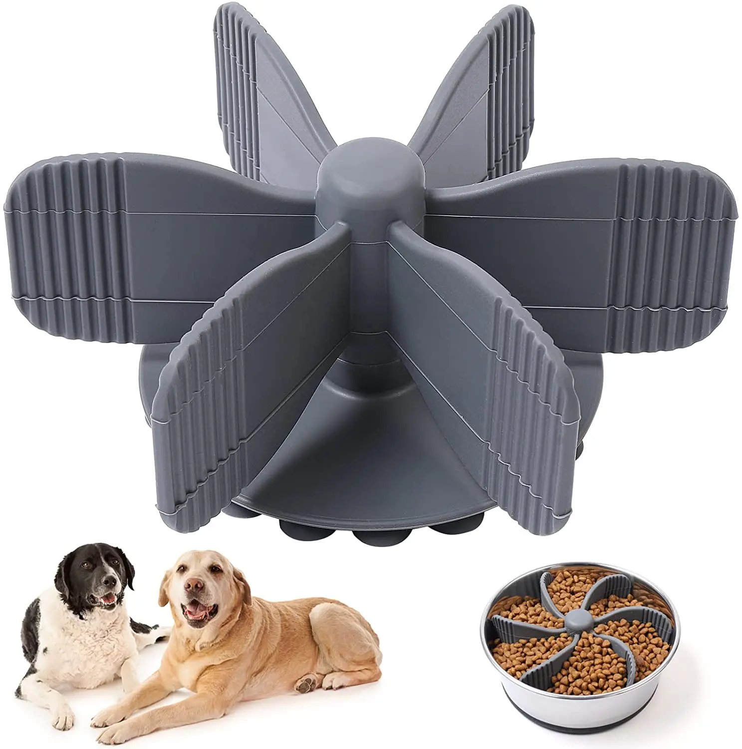 Slow Feeder Insert 2024 Popular Item For Pet Dog Cat Gray Color OEM/ODM Logo Package Silicone Feeder Insert