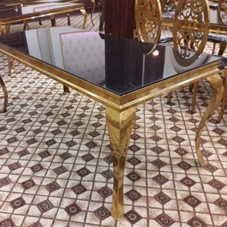 Outdoor/indoor hotel restaurant furniture with stainless steel materials wedding event tables and chairs suppliers