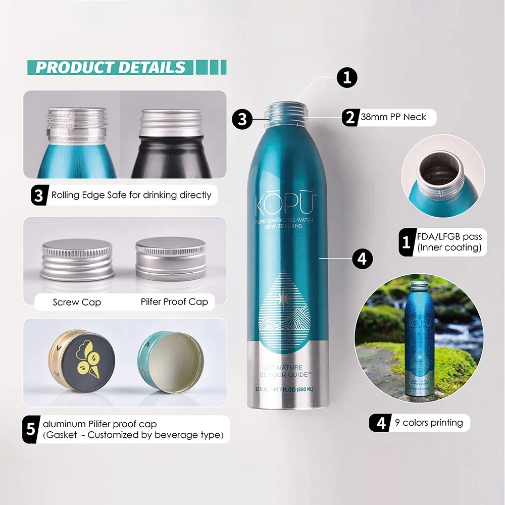 Wholesale 250ml 330ml 460ml Bullet Shoulder Food Grade Aluminum Bottle for Water Beverage Juice Aluminium Bottle Soft Drink