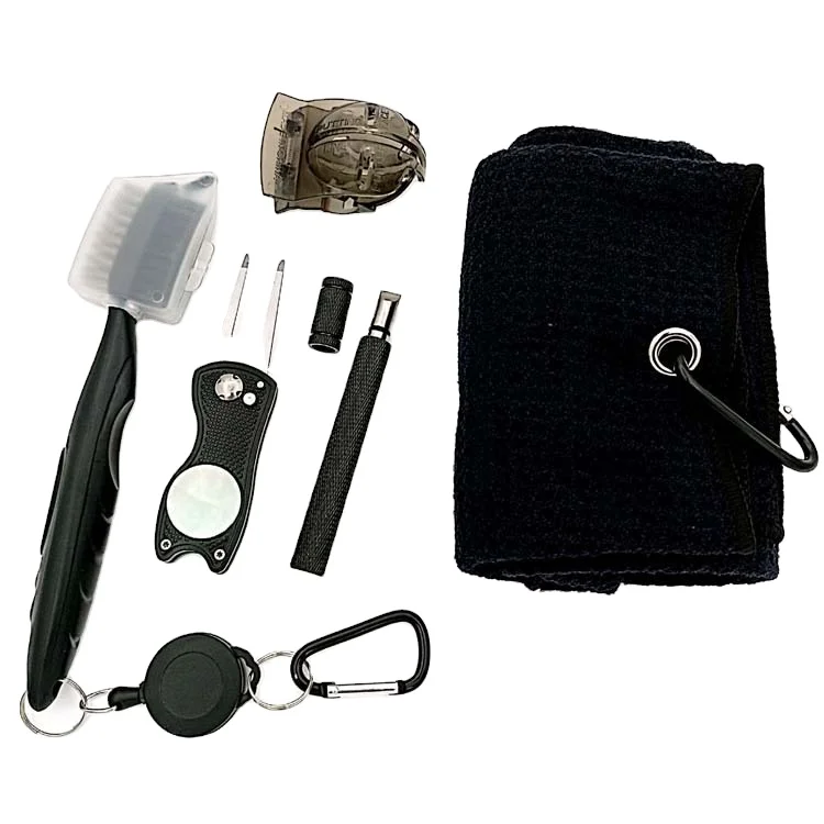 Lightweight Golf Accessories Gift Set -  Golf Towel, Golf Club Brush with Cleaner,Sharpener