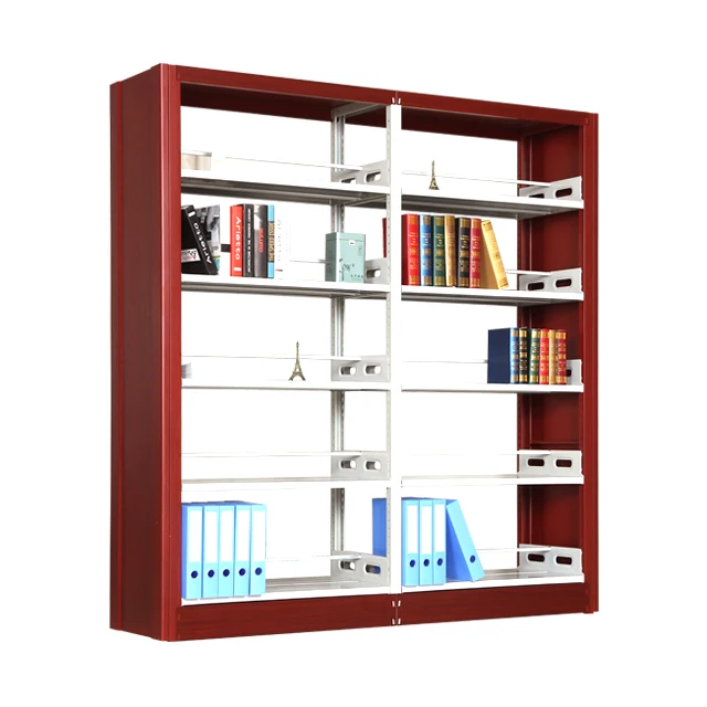 Librero Metal BookShelf Steel Shelving School Library Book Case Metal Materials Red Color Bookshelf Factory