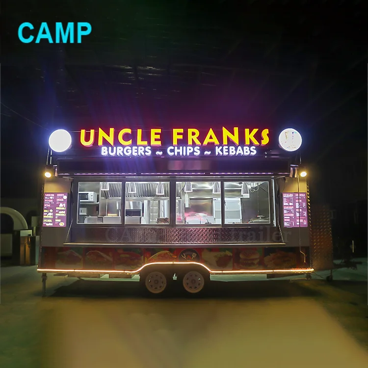 CAMP pizza food trailer with full kitchen equipments fast food truck kiosk food cart with stove and hood grill