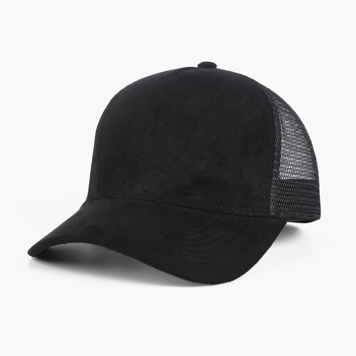 Customize Suede 5-panel hard sports hat for men custom logo mesh baseball hat cross-border hot selling duckbill hats