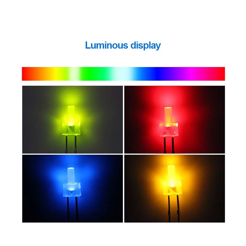 High 2MM Flat Head LED Lamp Beads Long Feet with Red Blue Yellow Plain Green Lights Direct Plug LED Products
