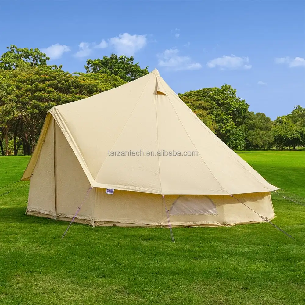 Custom Canvas Bell Tent Wall Teepee Yurt Glamping Tent Outdoor Heavy Duty Canvas Warm Tent