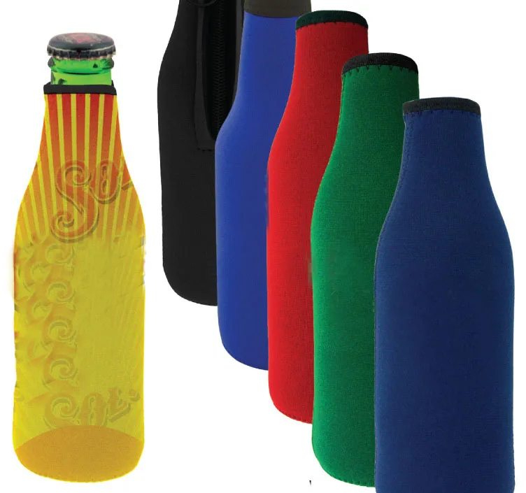 Zippered tumbler neoprene beer bottle sleeve cooler bag