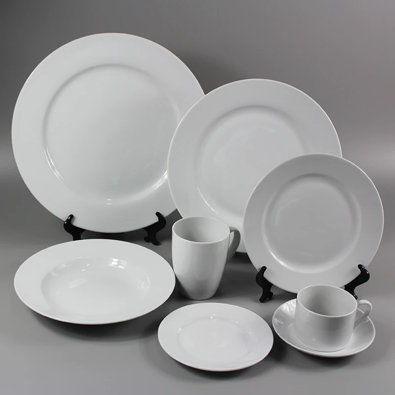 Ready to ship white durable ceramic dinnerware hotel tableware round ceramic Surface like baby skin The unique size