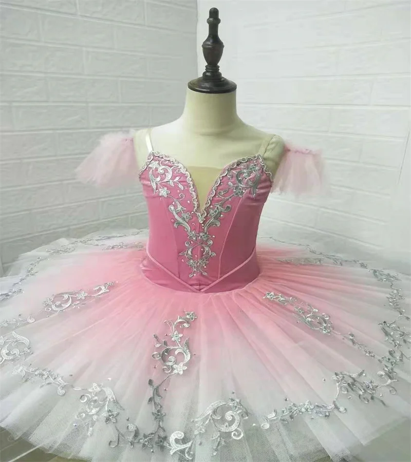 New Pink Gradient White LEOTARD Adult children perform TUTU SKIRT for girls. New TUTU-13