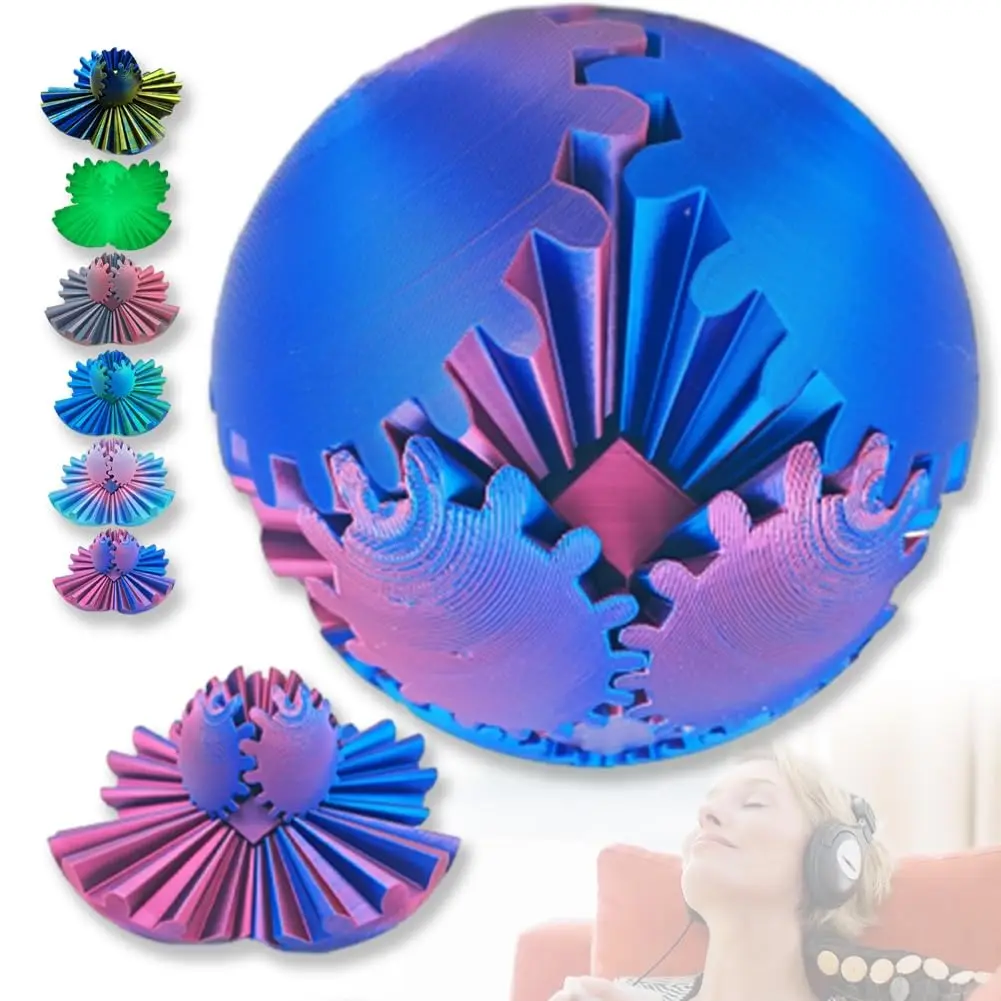 3D Printed Gear Ball Spin Ball Fidget Toy Gearsphere Gear Ball for Stress and Anxiety Relaxing Fidget toy