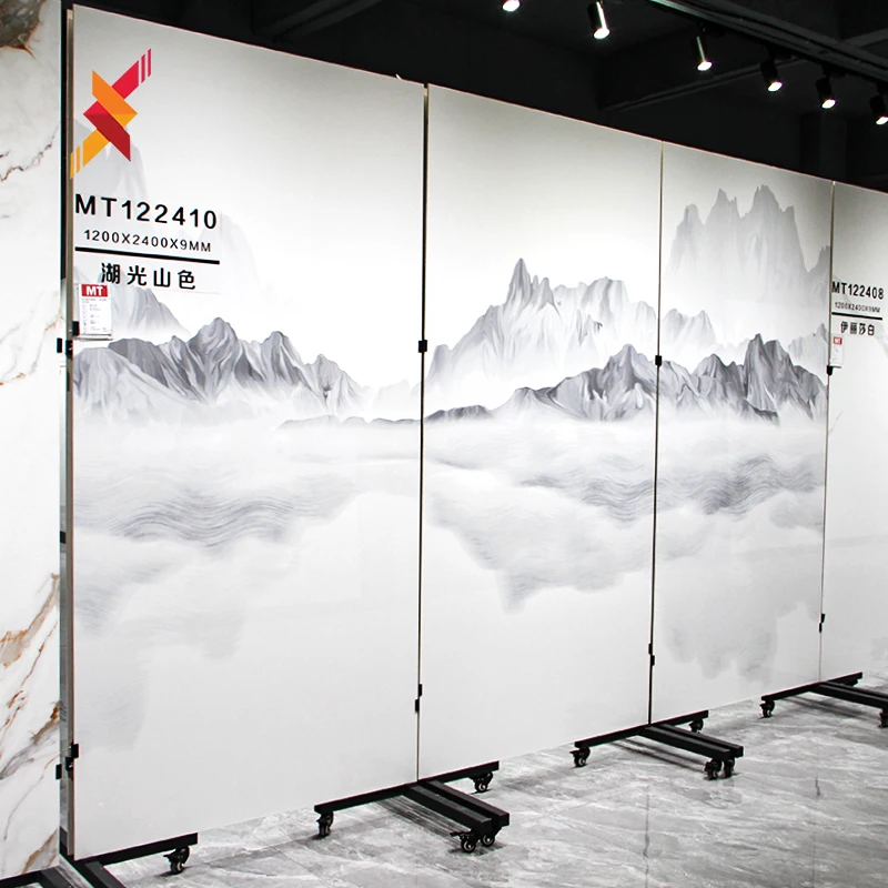 Stone Slabs sintered stone big slabs artificial calacatta white mountain pattern quartz sintered stone slabs 1200x2400x9mm