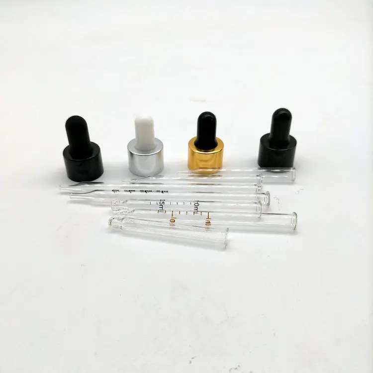 aluminum dropper caps  glass pipettle  with silicone bulb rubber bulb