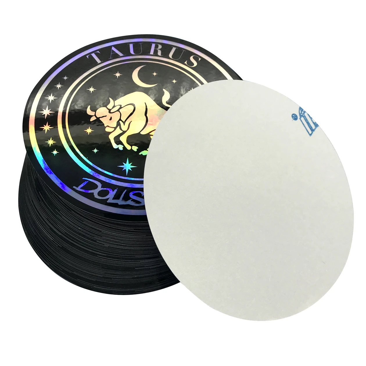 Single Color Small Size Round Plain Laser Sticker Sheets Black Holographic PP Circle Sticker Labels