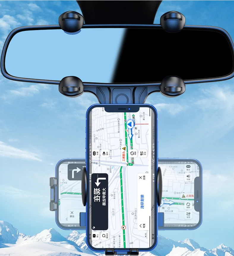 Adjustable Long Neck Rotatable Retractable Car 360 Degree Universal Rearview Mirror Car Mobile Car Phone Holder