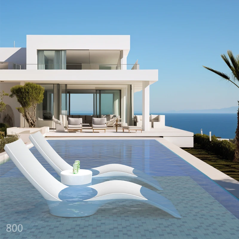 Modern Outdoor Pool furniture PE Fiberglass pool Chair Swimming Pool Sun lounger LEDGE Chaise Lounge Chair