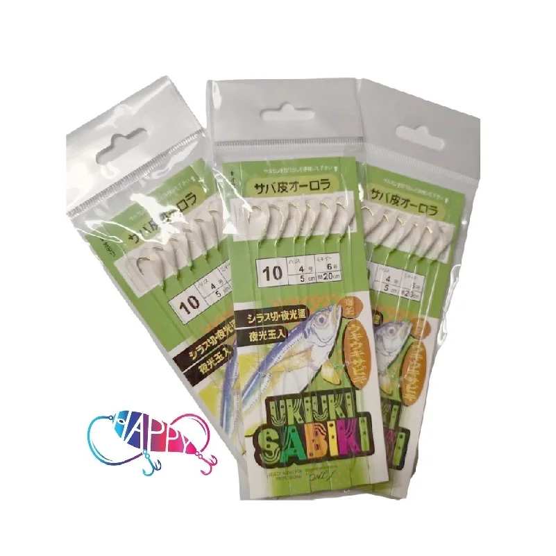 Оптовая продажа 3 #-14 # прочные светящиеся сабуки из натуральной рыбьей кожи 12 крючков красочные приманки рыболовные крючки для рыбалки