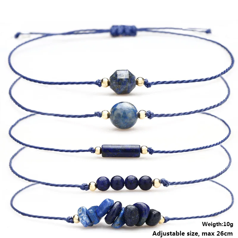 Religious christian gifts square sodium stone pillar shaped round bead combination lazurite rope bracelet set for women