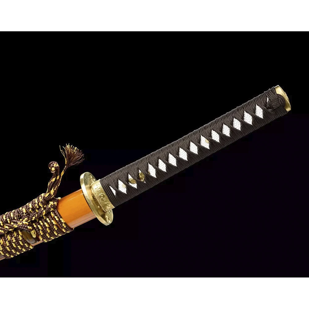 New Full Tang Japanese Sword Real Ninja Weapons High Quality Golden Swords Brass Tsuba Martial Arts Practice Sword for Sale