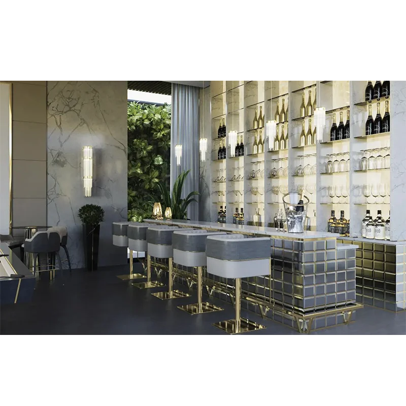 Manufacture Custom Metal Bar Furniture Made Luxury Stainless Steel Frame Black Modern Barstool