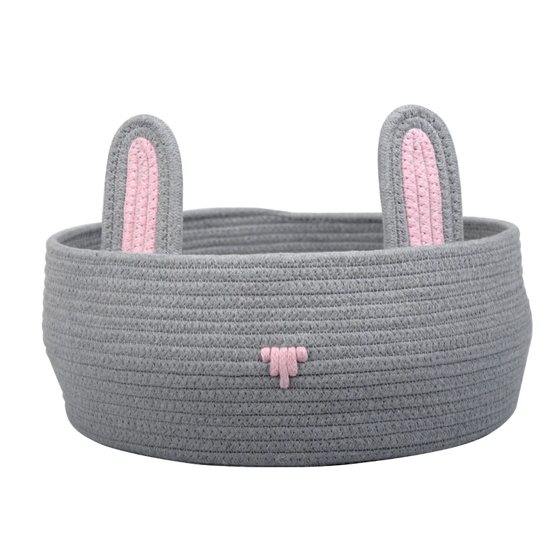 2023 New  Fashion  Cheap wholesale foldable  basket low MOQ  cotton rope woven pet basket for cats dogs