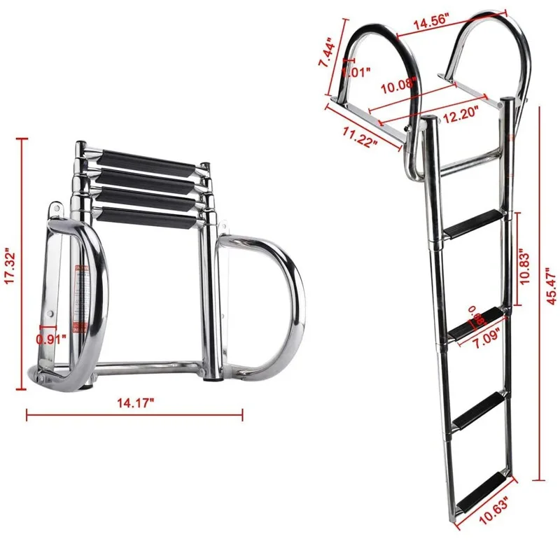 Stainless steel marine ladder yacht speedboat hidden retractable ladder arched handrail launching ladder