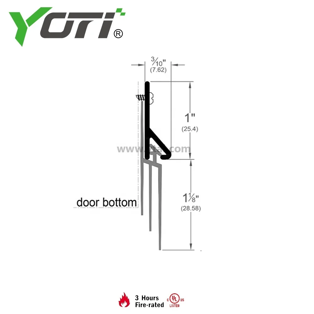 YDB102 Aluminum Interior Door Seal Sweep With Rubber Door Bottom Sweeps/ bottom door seal replacement strip