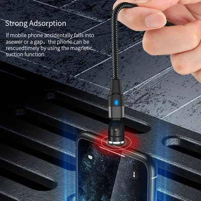 Wholesale 3 In 1 540 Full View Rotation Type C Fast Charging Magnetic Usb Data Charger Cable