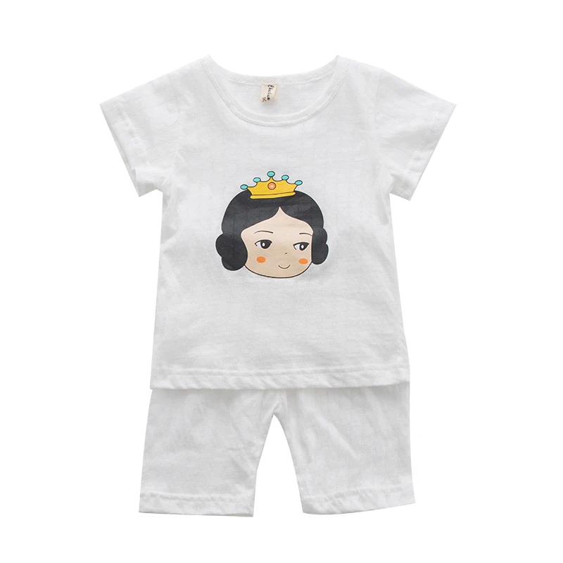 
summer 2020 kids Plain white T-shirt set cartoon animal short suits 