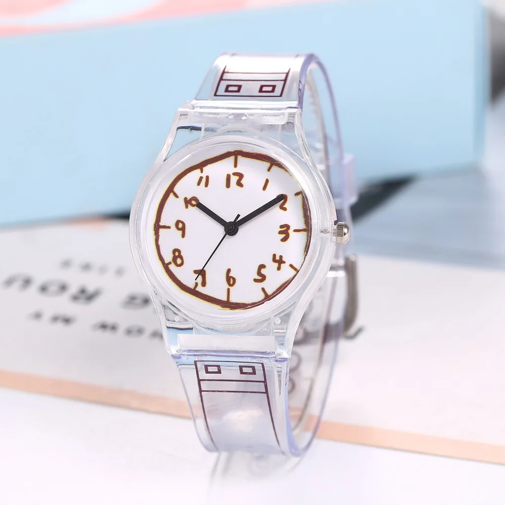 Lovely Colorful Jelly Watches For Birthday Gift  Transparent Plastic Student Young Girl Wristwatch with Cute ins style