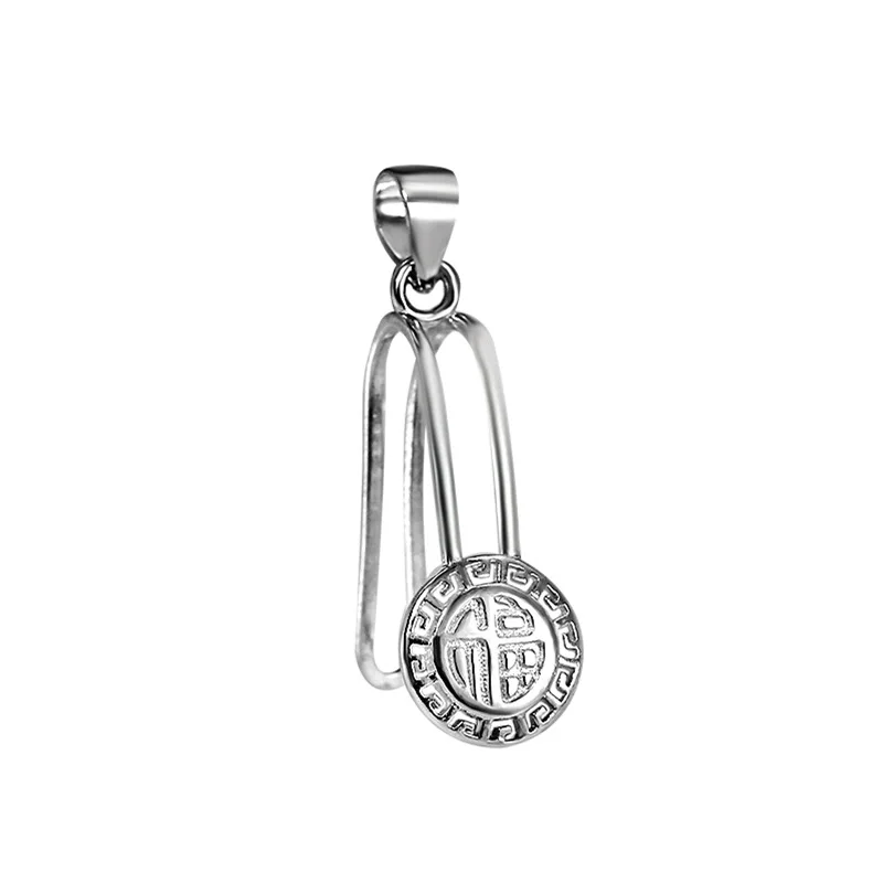S92 Sterling Silver DIY Jewelry 3mm & 4mm Jade Button Pendant with Melon Seed Border and Safe Buckle Featuring Unique Design