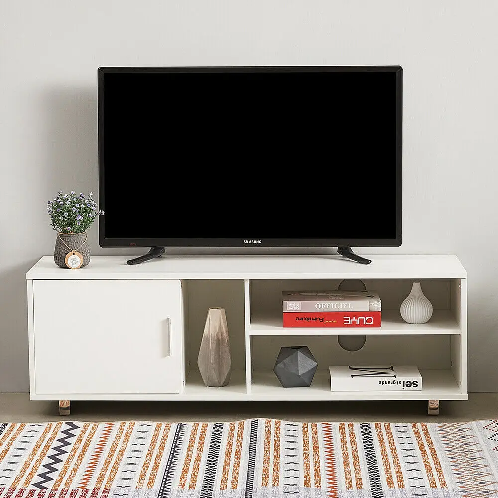 Modern Simple White  2 Shelves Wooden Media Entertainment Unit Lowboard TV Unit Stand Cabinet tv show table for home