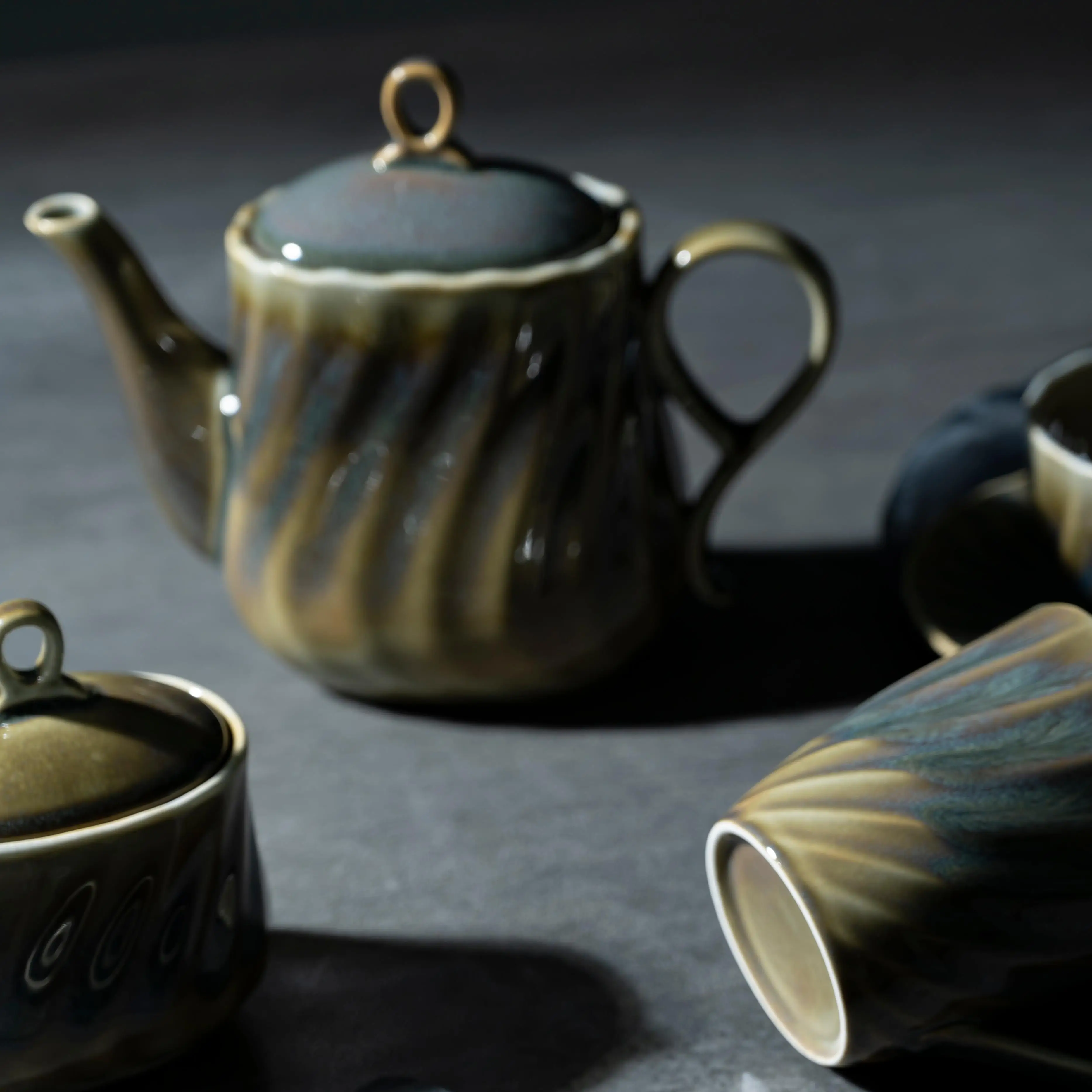 PITO Vintage Porcelain Ceramic Reactive Glaze Dinnerware Plates Dish Bone China Reactive Glaze Ceramic Plates