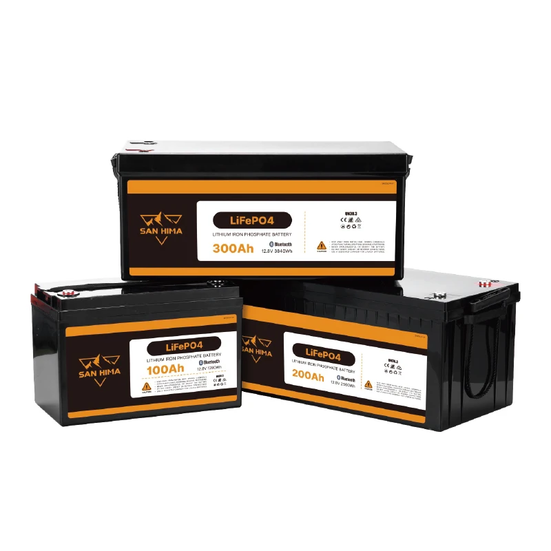 SAN HIMA Self-heating Blue-tooth Control 12.8V 100AH 200AH 300AH LiFePO4 Battery Lithium Iron Battery For RV Trailer 4x4 Camping
