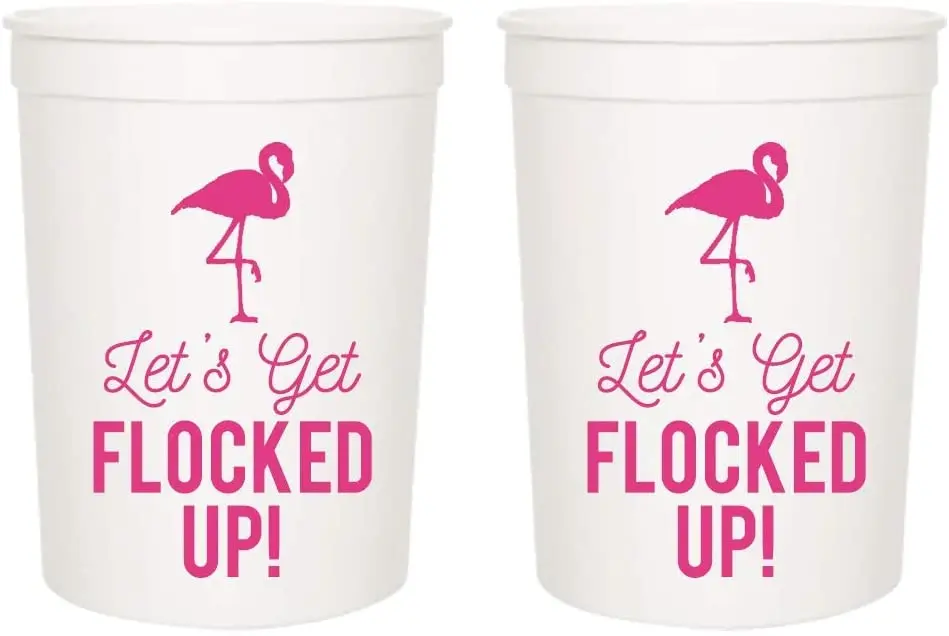 Давайте стекались вверх! Розово-белые пластиковые стадионные чашки на заказ, 16 унций, идеально подходят для вечеринки в честь Дня Рождения, девичника, свадьбы