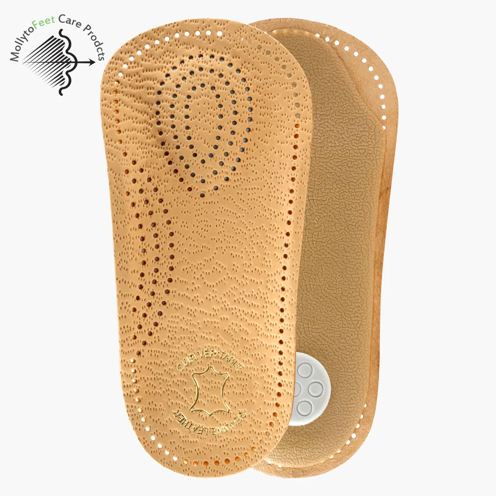 Arch support shock absorbing heel correction natural sheepskin breathable insole made of genuine leather