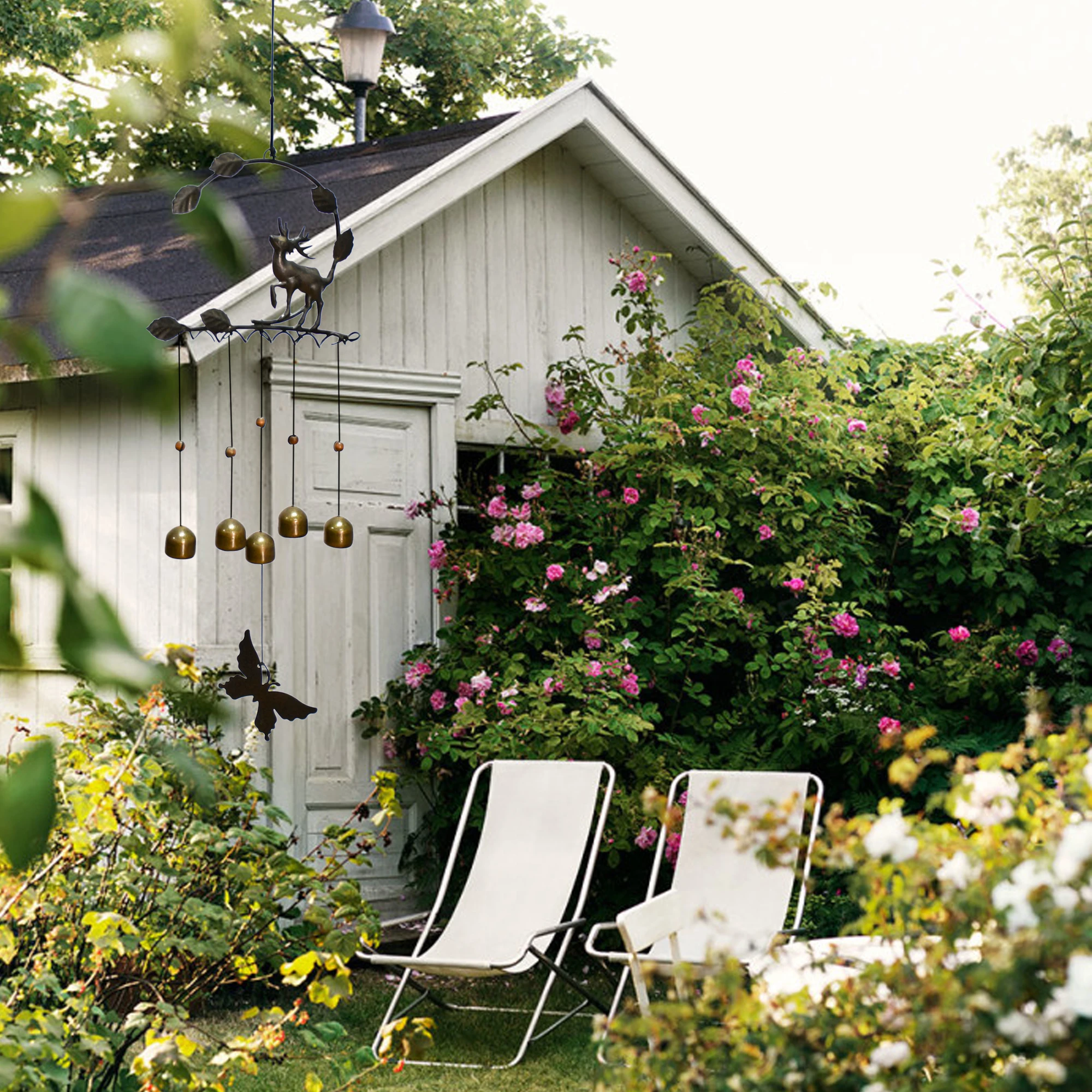 Factory custom butterfly antique brass bell animal gold mascot wind chimes for garden