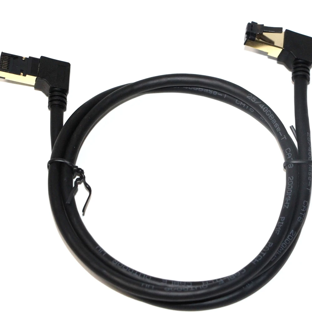 XXD 90 degree 2M/3M/5M Black cat8 ethernet cable rj45-connector patch cord cable OEM packing sftp double shielded