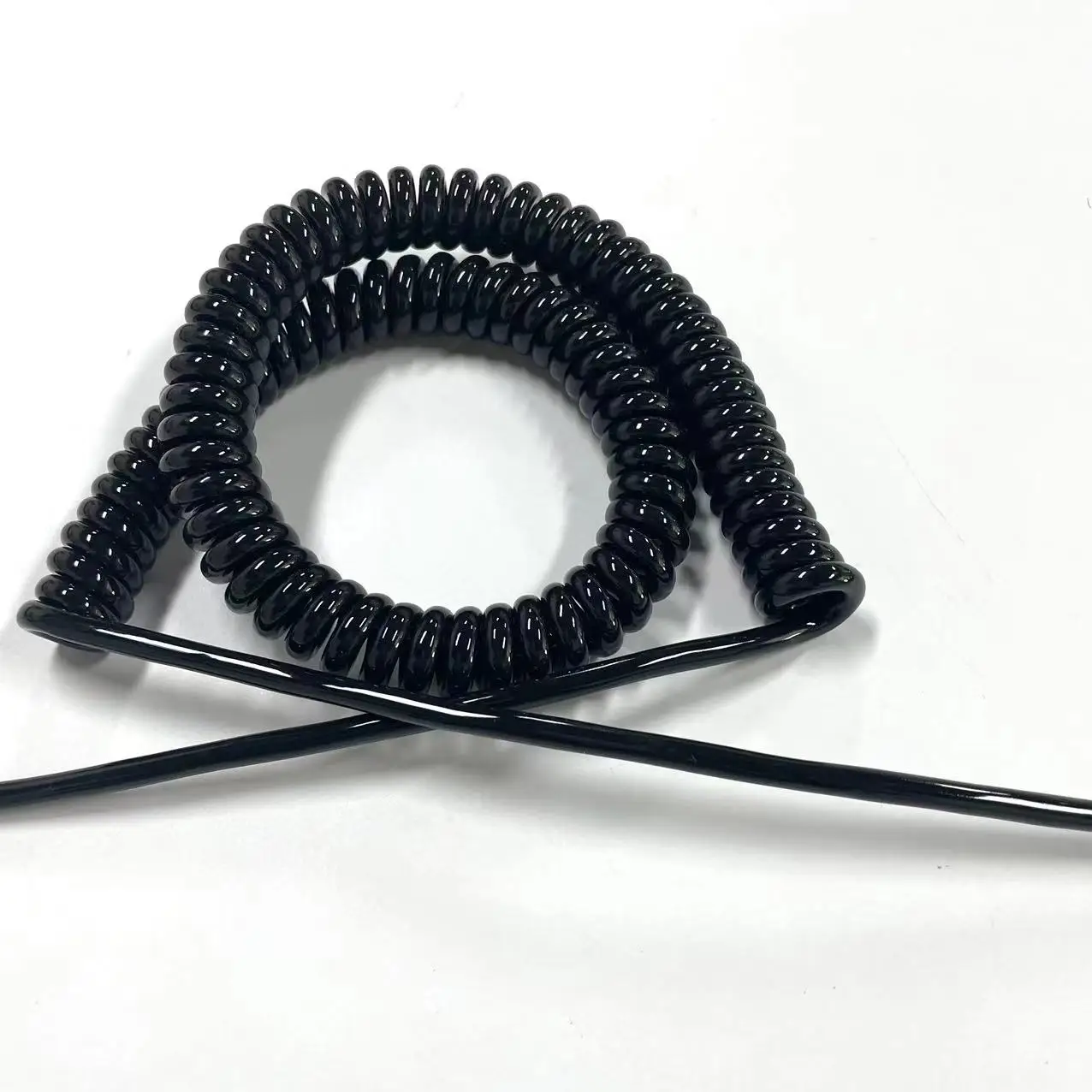 pvc pu 2 core spiral cable medical grade coiled extension cord retractable spring cable power cord for CNC handwheel cable