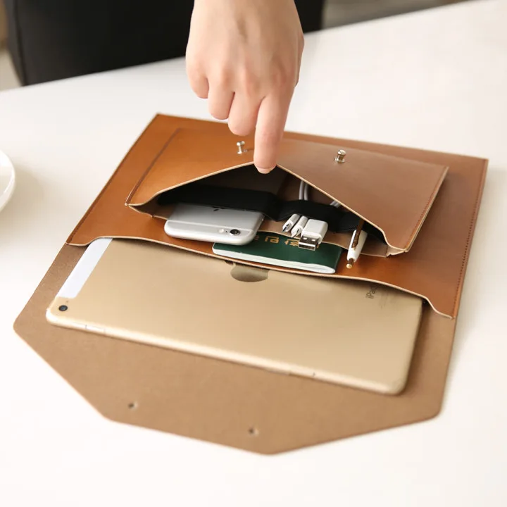 PU Leather Laptop Sleeve Case Wholesale Durable Laptop Pouch Computer case with Large Capacity