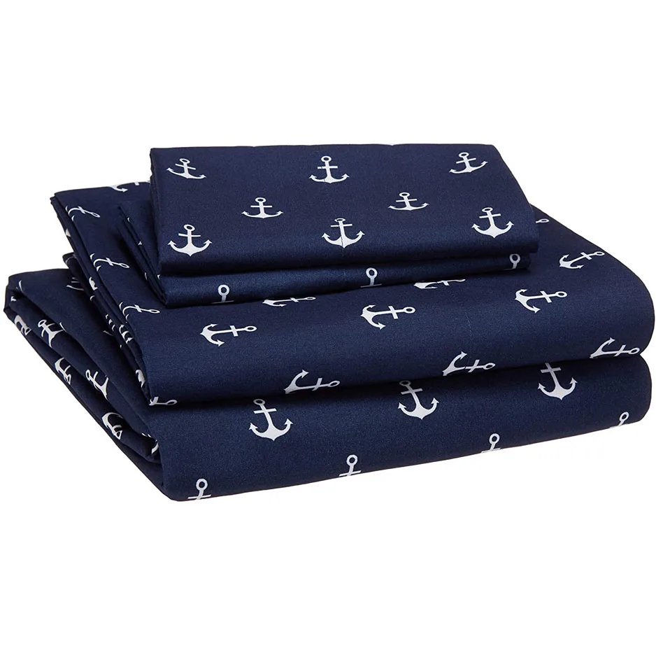 Microfiber Nice Printed Anchors Printed Navy Bedding Bed Sheets for Boys And Girls