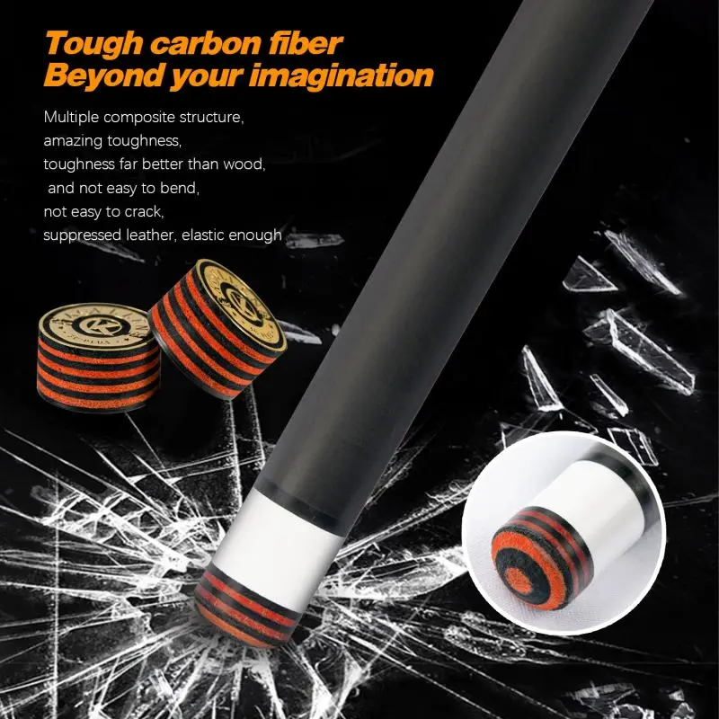 KONLLEN 3 Cushion Carom Cue Carbon Fiber Stick Silver Ring Inlay Carbon Fiber Shaft Carom Cue Stick