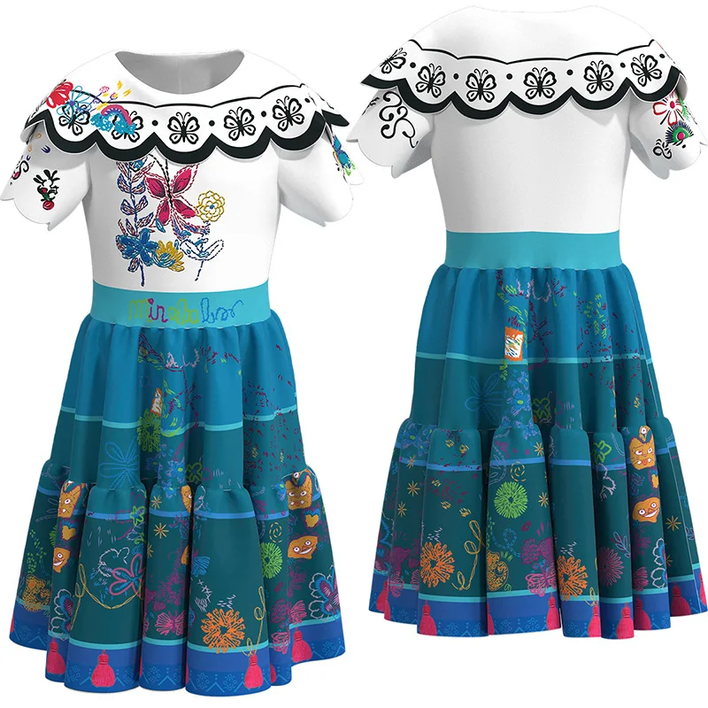 2022 Wholesale Kids Clothing Cartoon Princess Encanto Mirabel Costume Dress Party Birthday fancy cosplay girls dress