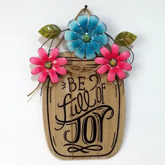 Wooden Easter craft gift flower basket hanging board