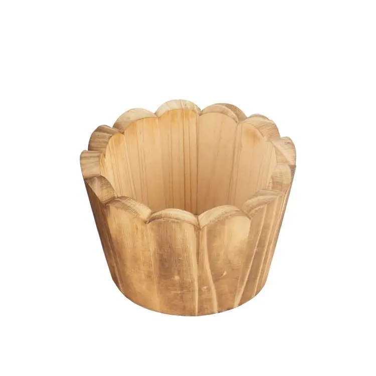 Plant Planting Decorative Container Handicraft Supplier Planter Flowerpot Wooden Barrel