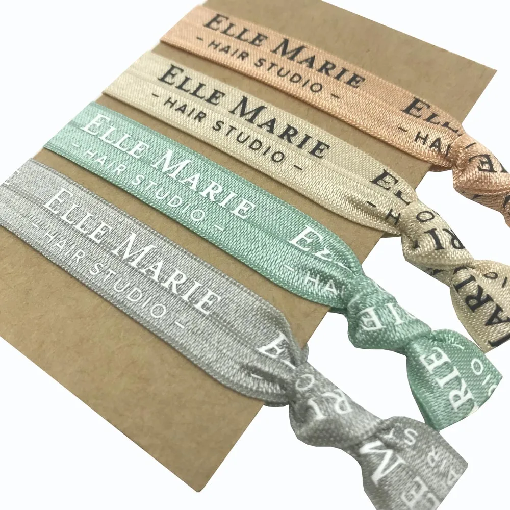 Custom Text Elastic Hairband for Hair Salon Personalized Design Pony Tail Holder Gift Hair Tie Bracelet DIY