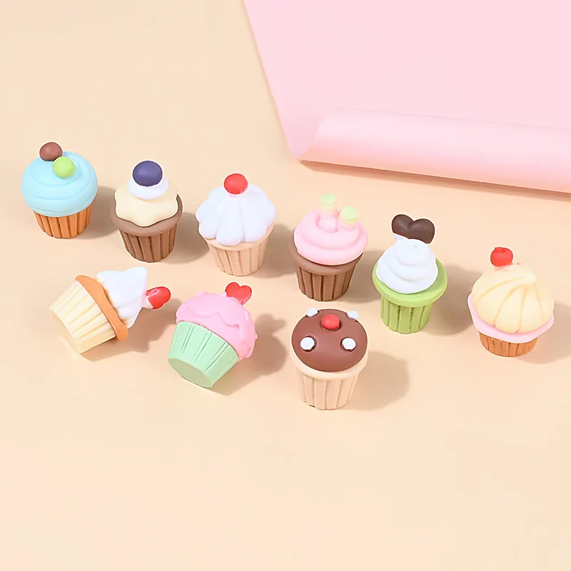 Wholesale Resin Charms Mini Cute Cup Cake For Slime Filler Kid DIY Mobile Phone Hair clip Keychain Decoration Craft