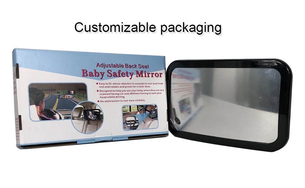 Adjustable Shatter Proof Big Size Fits all 360 Rotating Wide angle Clear Rear Facing Baby Safety Convex Mirror For Car Back Seat