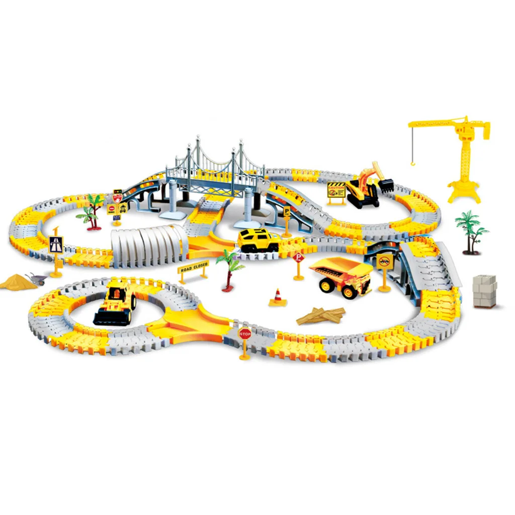 Amazon Toy Car Track plastic Play set Rotation DIY Racing Road Set Kids race car tracks Toys