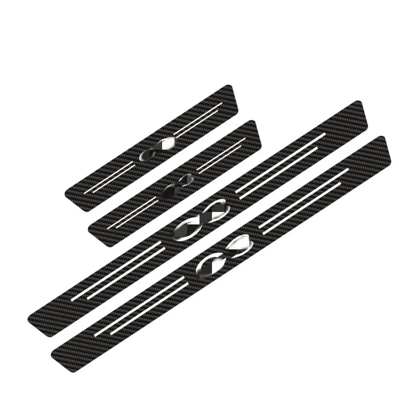 4pcs/set Logo Auto Door Threshold Protector Car Threshold Strip Carbon Fiber Car Stickers