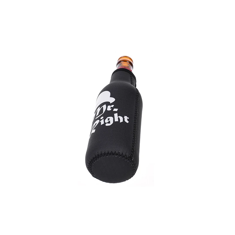 Custom zipper beer bottle cover diving material printed pull ring bottle cover wedding creative 330ML bottle holder