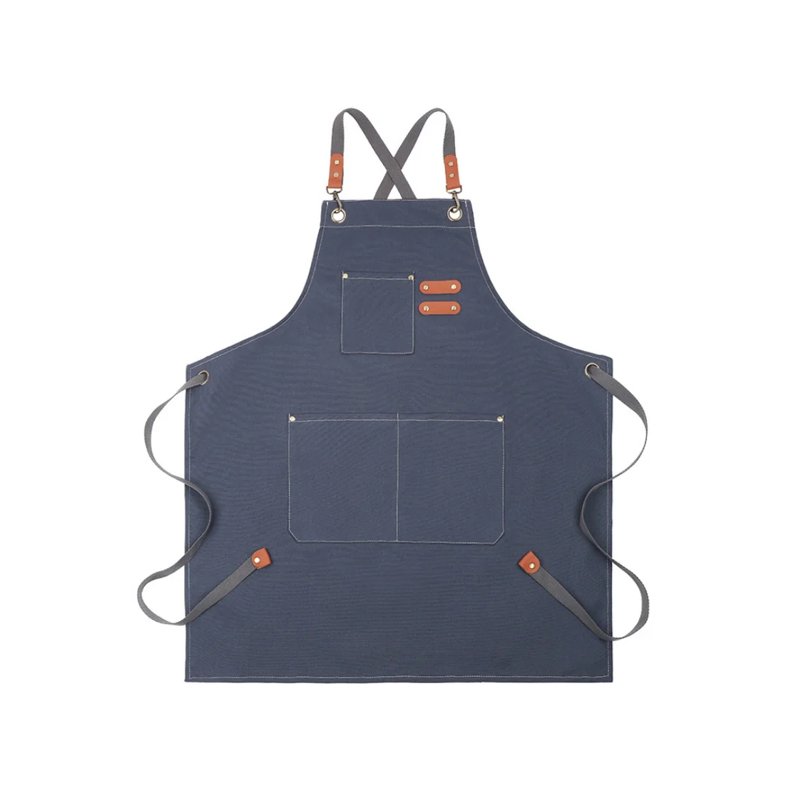 Thick canvas crossed shoulder strap polycotton apron waterproof and oil resistant kitchen cooking apron gardening apron